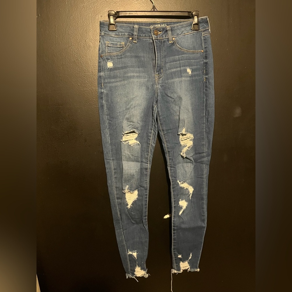Rewash Ripped Dark Blue Skinny Jeans